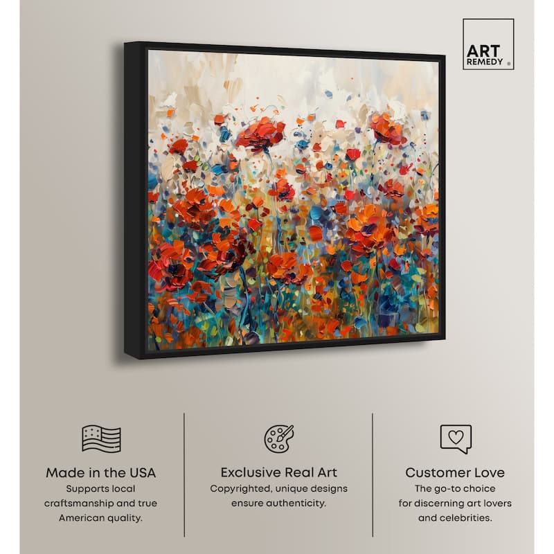 Art Remedy Beautiful Garden Bloom Framed Impressionism 1 Piece Canvas Wall Art /Monet And Van Gogh Inspired Art