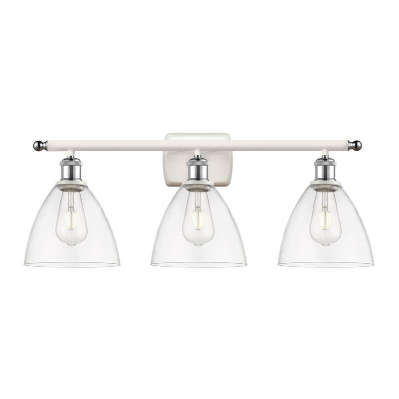 Innovations Lighting 516-3W-11-28 Bristol Vanity Bristol 3 Light 28" - White and Polished Chrome / Clear