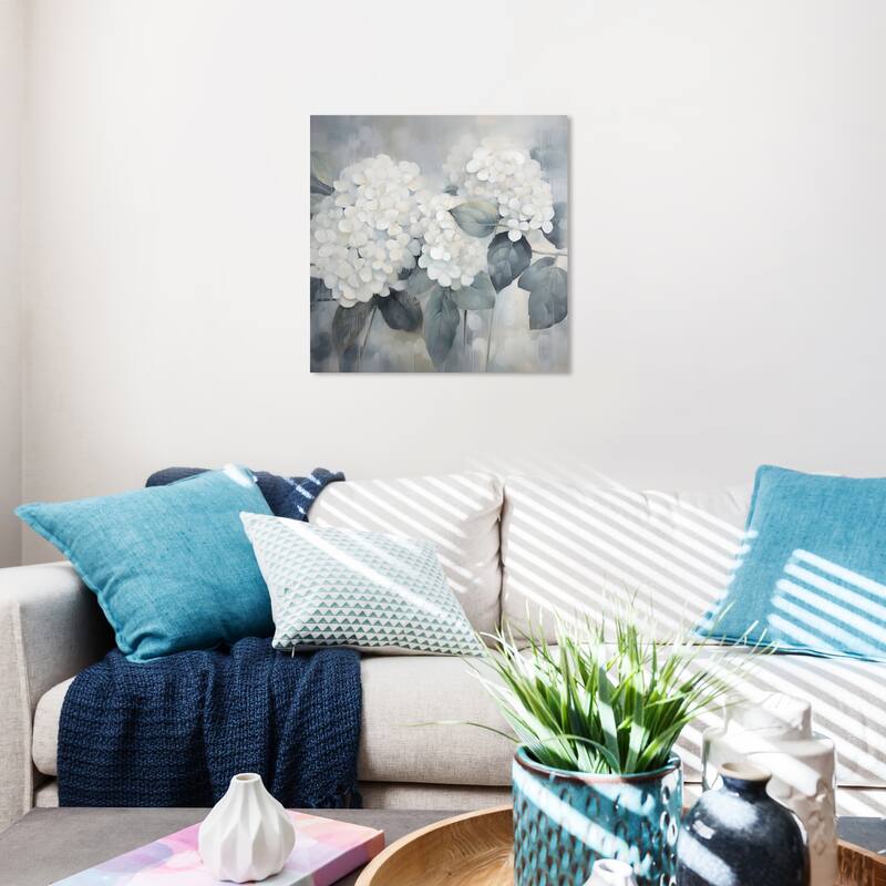 Wynwood Studio Canvas Floral and Botanical Blame it on the Rain Flowers White and Traditional Wall Art Canvas Print - 20 x 20