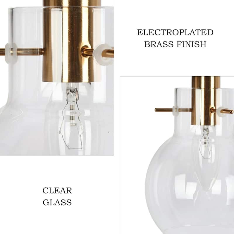 Modern 3-Light Black Gold Bathroom Vanity Light Dimmable Wall Sconces with Globe Glass - 21.5" L x 6.5" W x 10.5" H