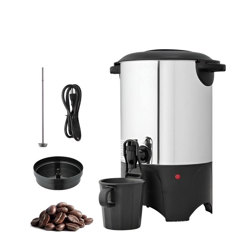 4.5L Coffee Urn Large Stainless Steel Hot Beverage Maker with Keep Warm and Fast Brewing - 10.4 x 9.6 x 14 in