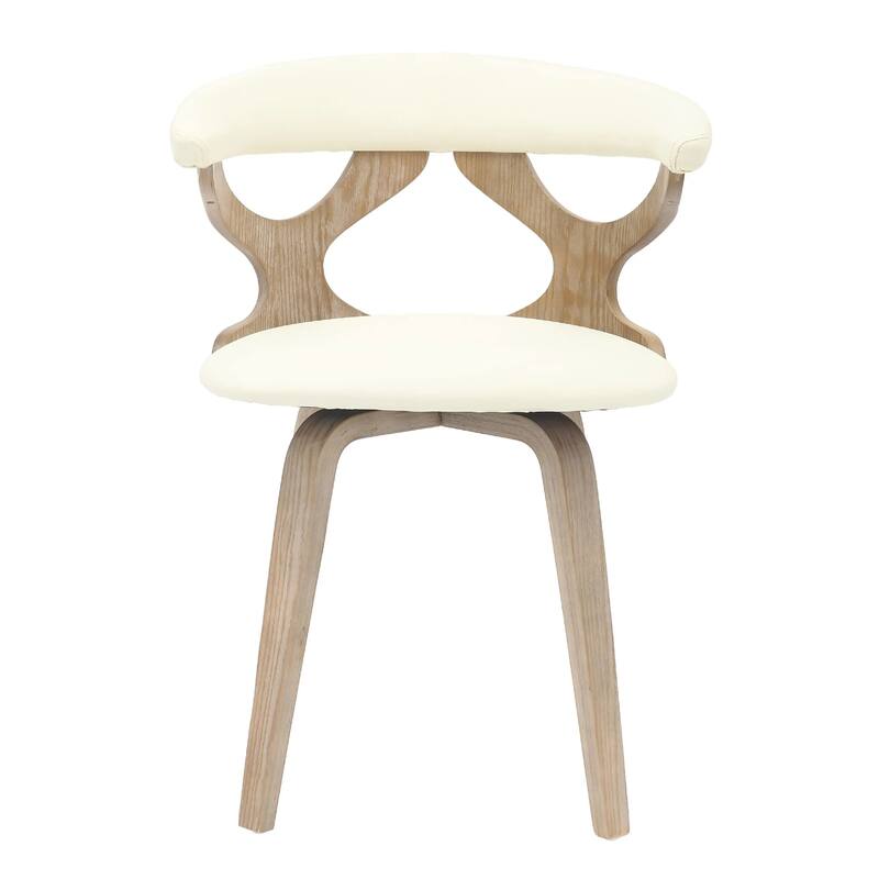 Klyne Leather Dining Chair with Poplar Wood Frame - Mid-Century Wooden Accent Chair with Swivel Base Set of 2