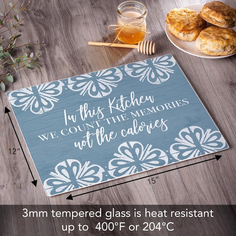 Counting Memories 3mm Heat Tolerant Tempered Glass Cutting Board 15” x 12” Manufactured in the USA Dishwasher Safe