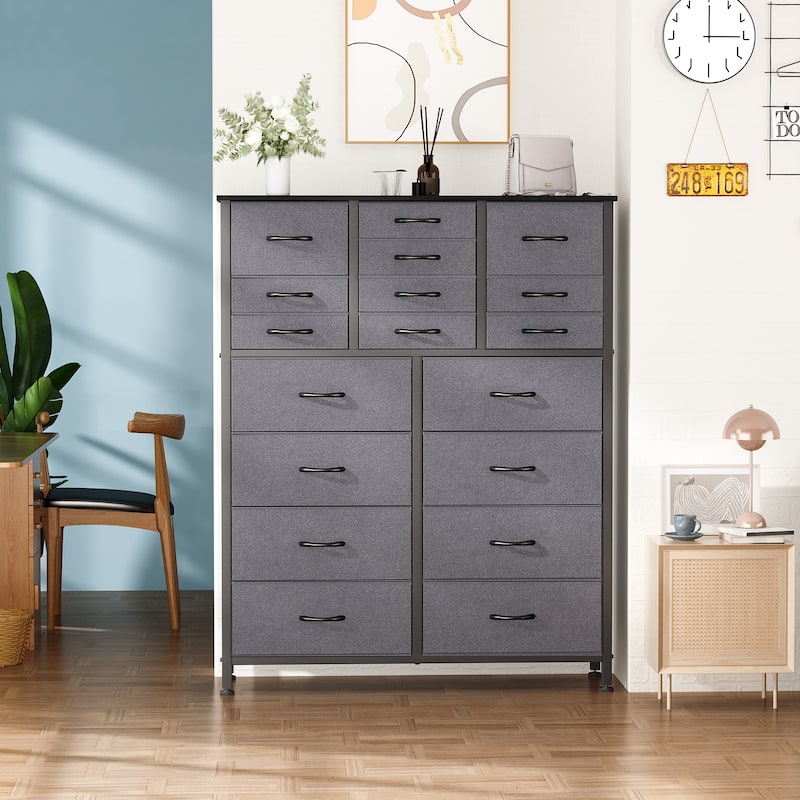 18 Drawer Dresser Fabric Tall Dressers for Bedroom Chest of Drawers