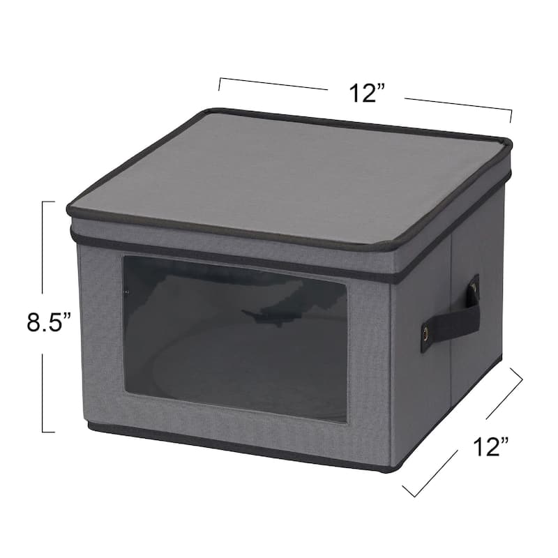 Household Essentials Dinner Plate Storage Box - 12.0"L x 12.0"W x 8.5"H - 12.0"L x 12.0"W x 8.5"H - Grey