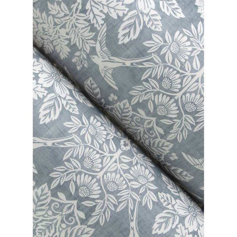 Chris Loves Julia x A-Street Prints Finch Light Blue Woodland Damask Wallpaper