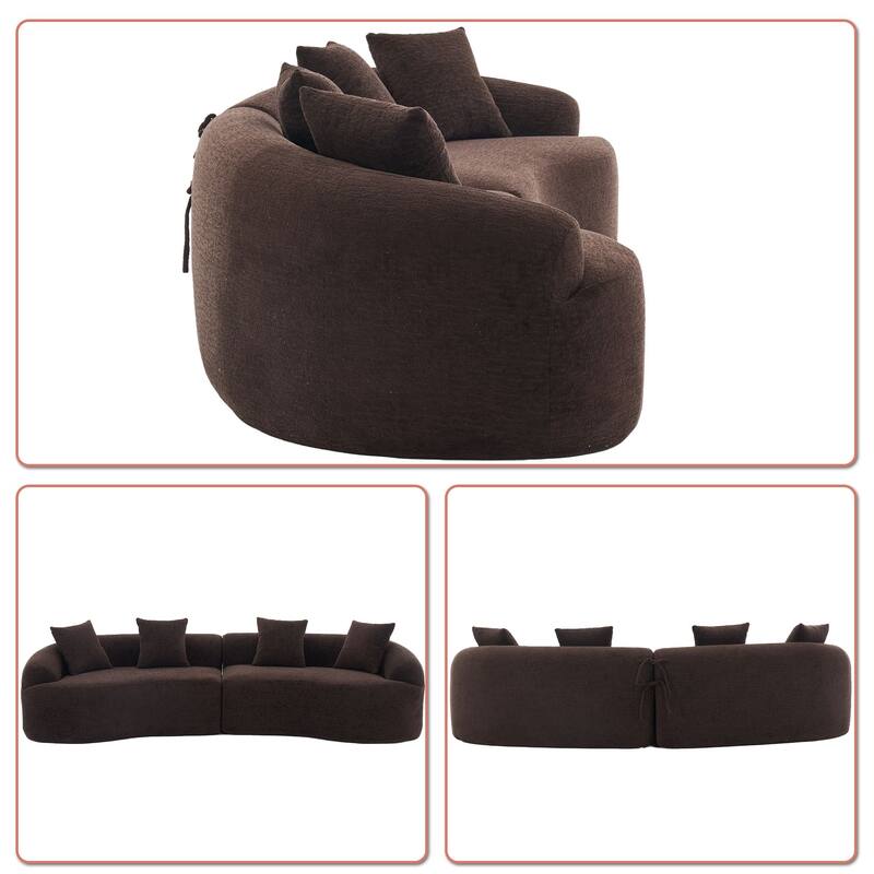 Modern Minimalist 3-Seater Frame-Free Compressed Chenille Upholstered Sectional Sofa