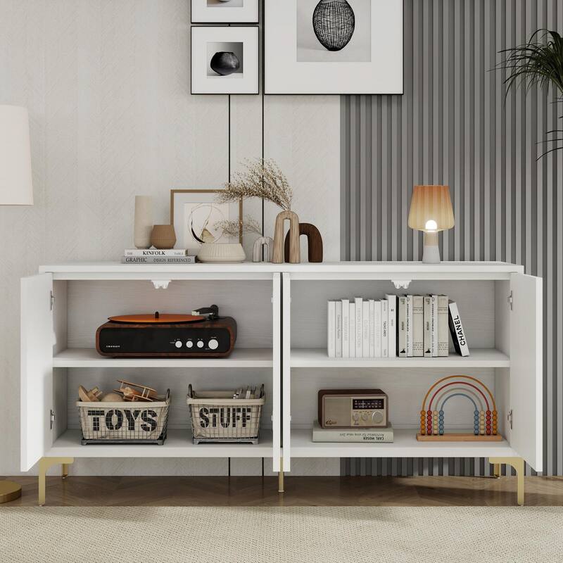 Unique Texture Four-Door Sideboard, Multi-Functional Storage Cabinet