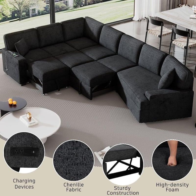 126" L-Shaped Sofa Sectional Sofa for Living Room