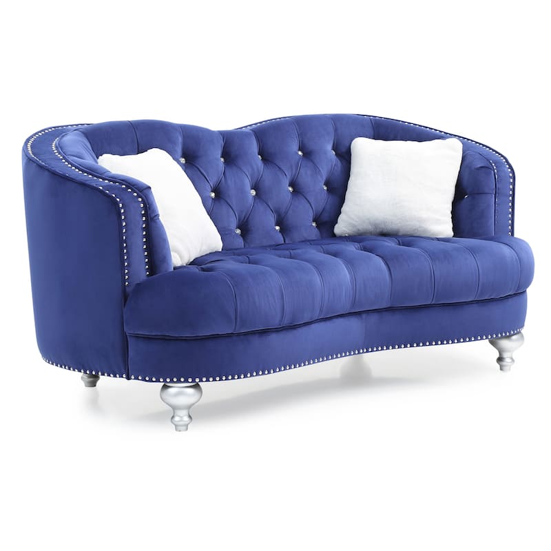 Blue Traditional Loveseat - Blue