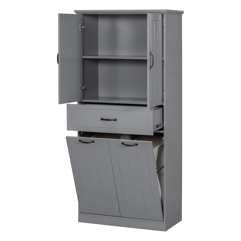 Christopher Knight Home - Everett Traditional Bathroom Storage Cabinet with Dual Laundry Baskets