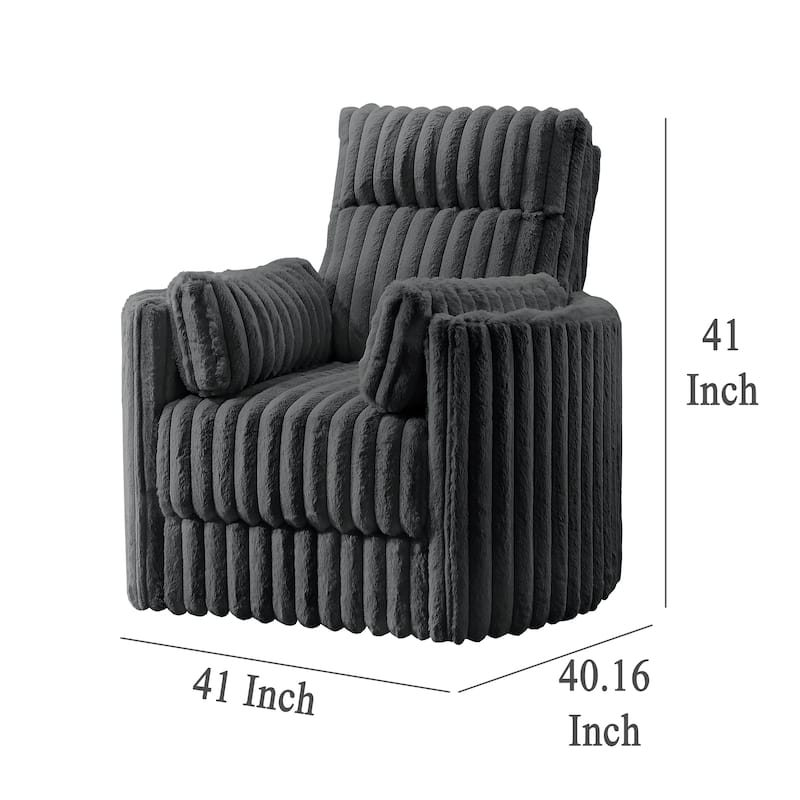 Ezo Swivel Accent Chair, Channel Dark Gray Polyester Corduroy 2 Pillow