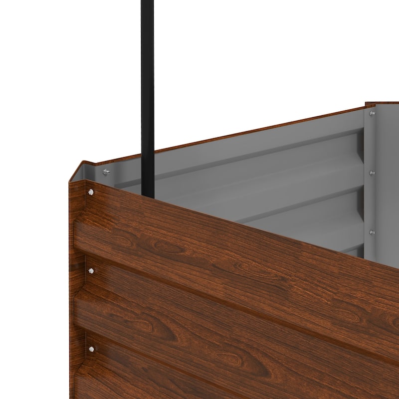 Galvanized Raised Garden Bed, 24" x 24" x 11.75" Outdoor Planter Box with Trellis Tomato Cage and Open Bottom for Climbing Vines
