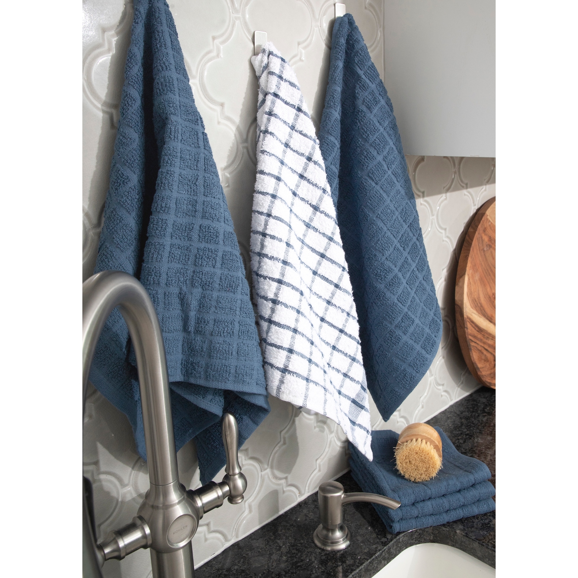 KAF Home Assorted Flat Kitchen Towels | Set of 10 Dish Towels, 100% Cotton  - 18 x 28 inches | Ultra Absorbent Soft Kitchen Tea Towels (Teal)