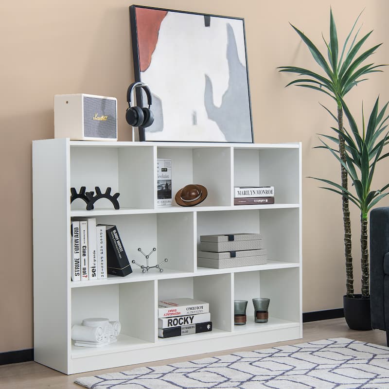 3-Tier Open Bookcase 8-Cube Bookshelf Storage Display Cabinet