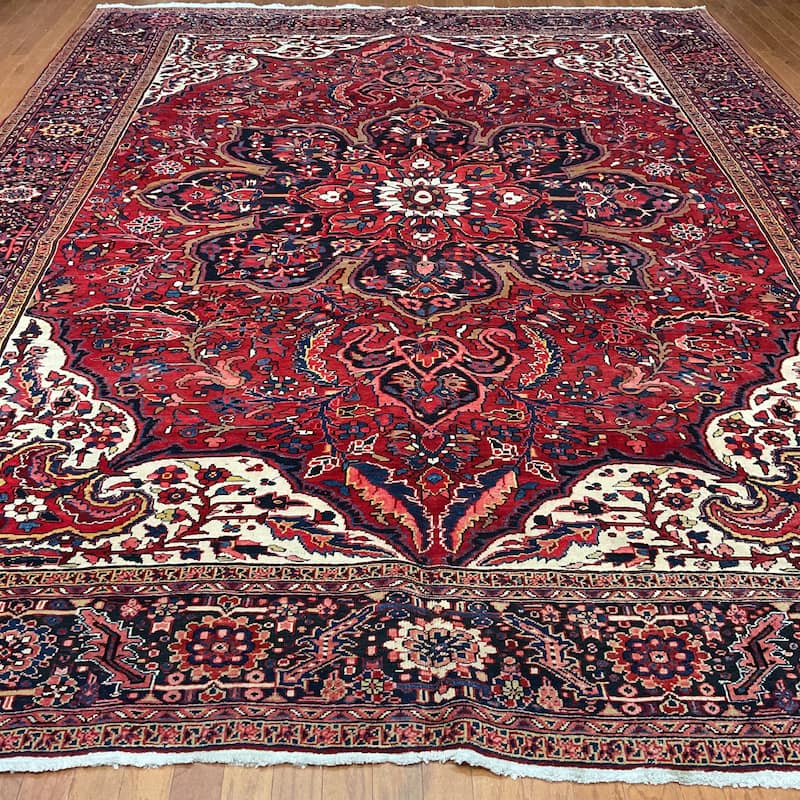 HERAT ORIENTAL Handmade 1960's Antique Heriz Wool Rug - 9'10" x 12'6"