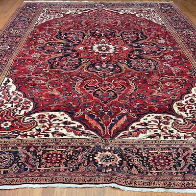 HERAT ORIENTAL Handmade 1960's Antique Heriz Wool Rug - 9'10" x 12'6"