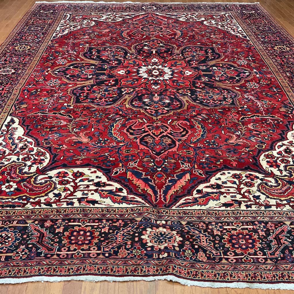 HERAT ORIENTAL Handmade 1960's Antique Heriz Wool Rug - 9'10" x 12'6"