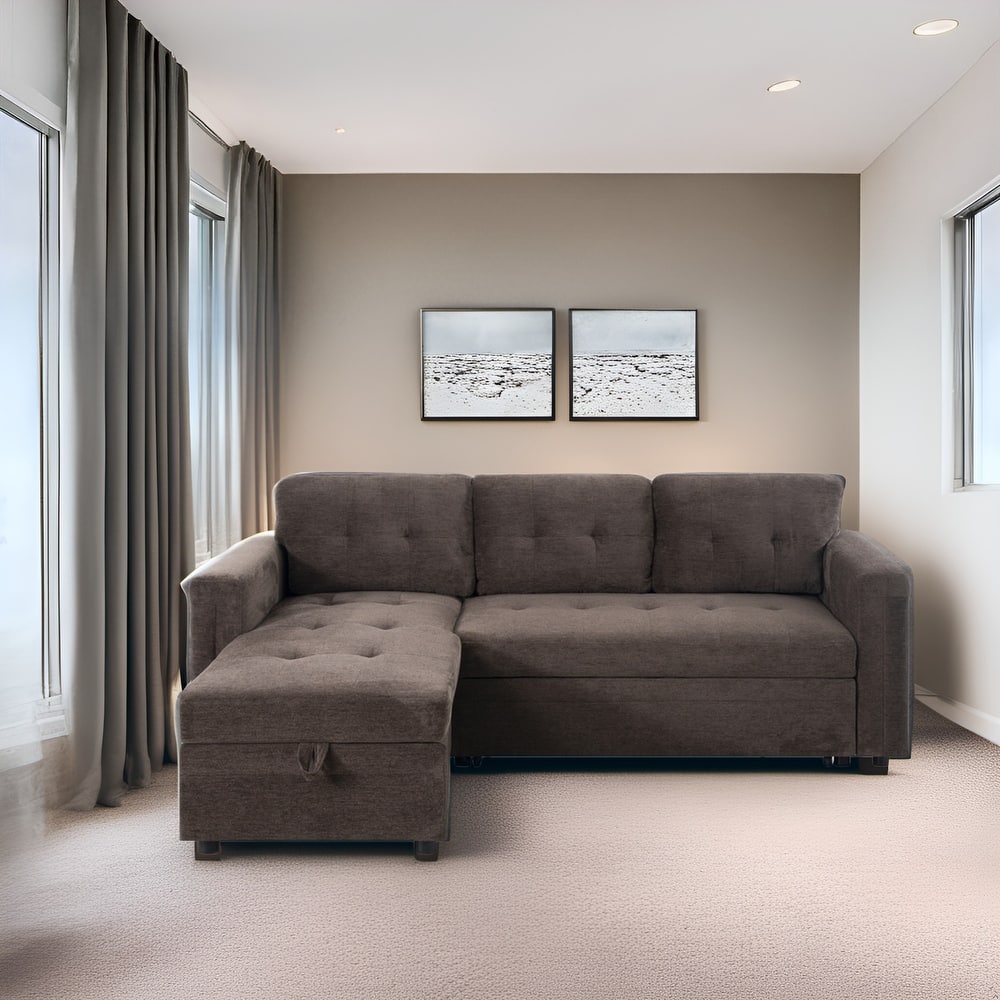 Convertible L-Shaped Sectional Sleeper Sofa with USB & Pull-Out Bed