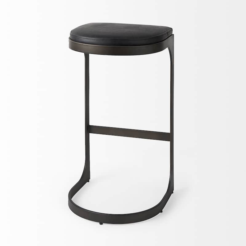 Faux Leather Backless Metal Bar Stools with Footrest