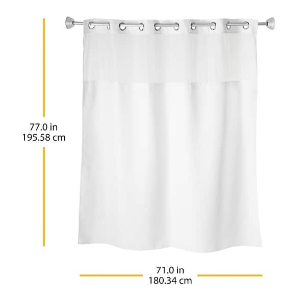 Whitmor No Hook Split Ring Shower Curtain, w/Window & Snap-In Liner, 71" x 77"