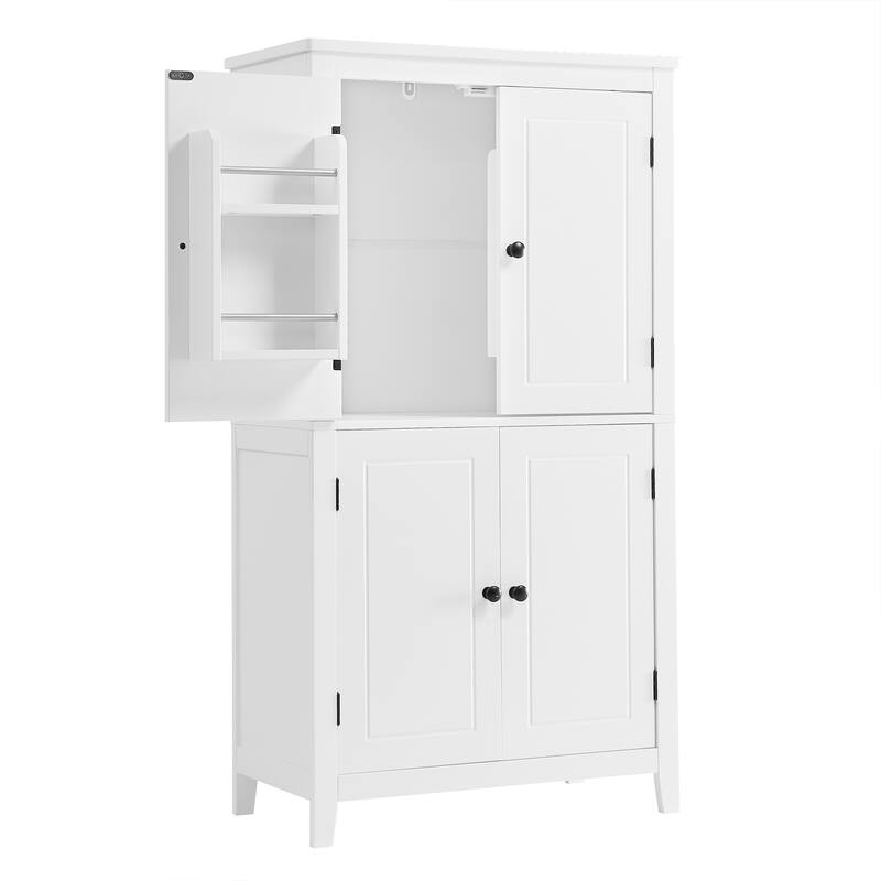 GDFStudio - Amelia Tall Freestanding Bathroom Cabinet with Adjustable Shelves and Secure Storage