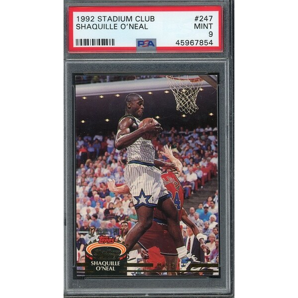 Shaquille ONeal 1992 Topps Stadium Club Basketball Rookie Card RC 247 Graded PSA 9 MINT - Multi ...