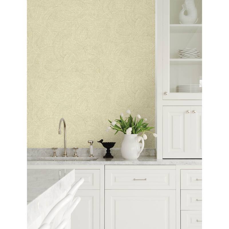 Chesapeake Harrison Champagne Swirling Geometric Wallpaper