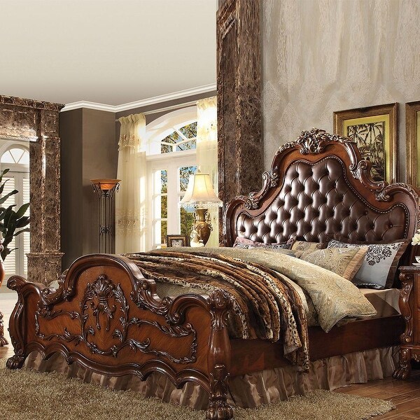Dresden★ドレスデン★ローズベリー★91ベースアクア21cm ACME Dresden Eastern King Bed, PU & Cherry Oak (1Set/3Ctn) - Bed