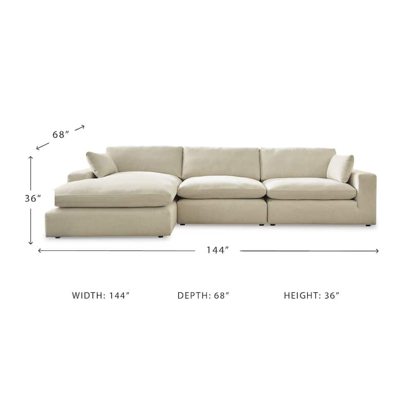 Signature Design by Ashley Elyza Beige 3-Piece Sectional with Chaise - 144" W x 68" D x 36" H