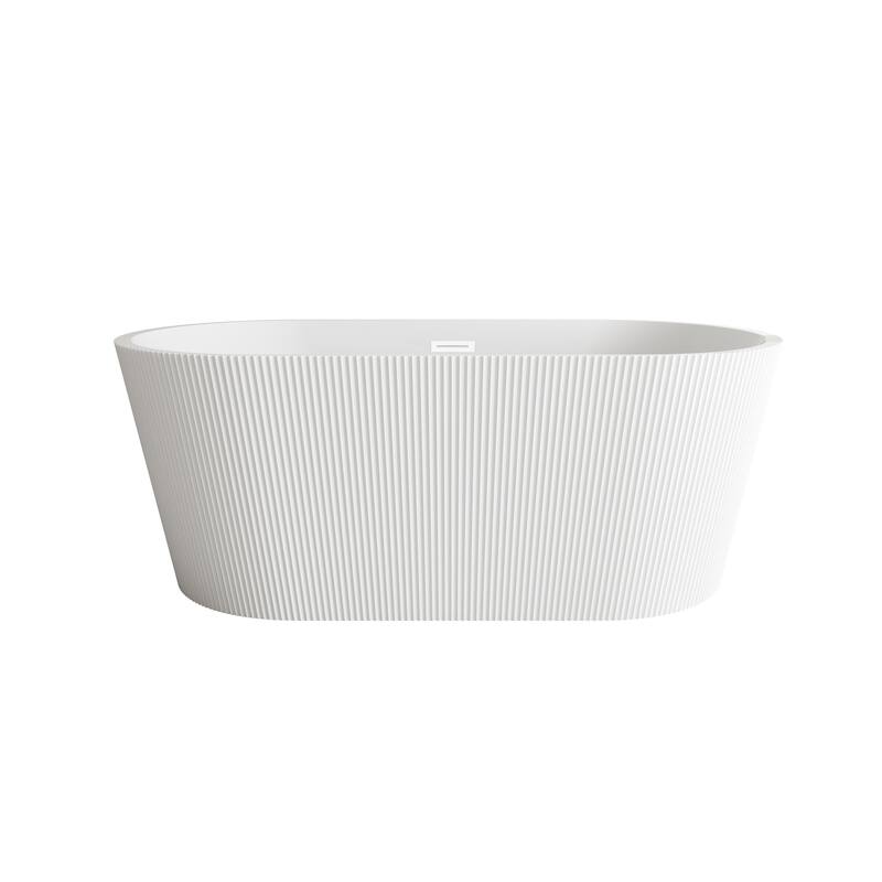 Vincent Bathtub in Glossy White - Glossy White with Polished White Trim - 59"