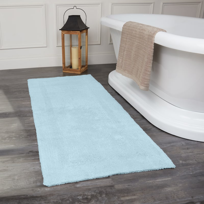 Fabstyles Basix Soft & Absorbent Reversible Cotton Bath Rug - 24 x 60 - Blue