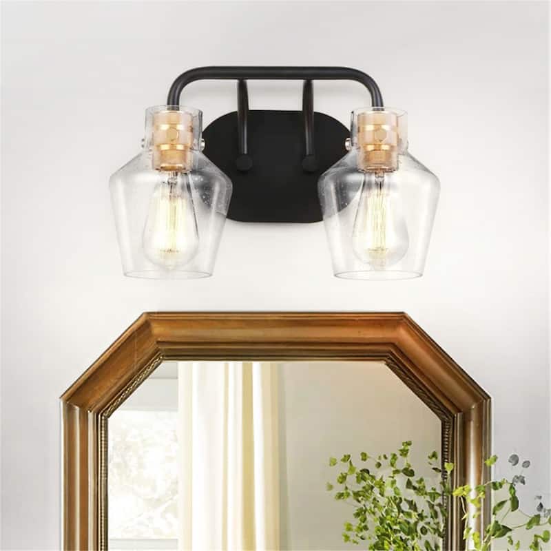 Dimmable Vanity Light with Clear Glass Shades - 2-Light
