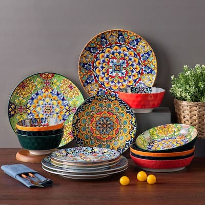 vancasso SIMI 16-piece Bohemian Porcelain Pattern Dinnerware Set