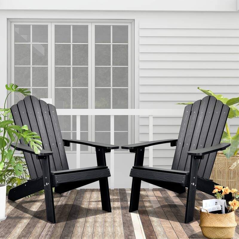 OVIOS Plastic Wood Adirondack Outdoor Patio Chair Set of 2