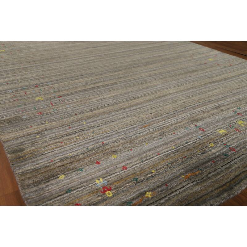 Hand Knotted Oriental 100% Wool Carpet Tribal Tribal Green Gabbeh Area Rug - 8' 2'' X 5' 3''