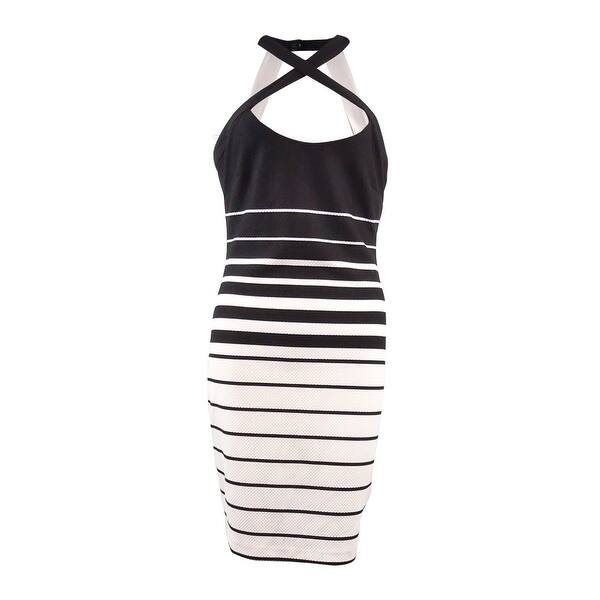 Shop Guess Women S Striped Criss Cross Neck Dress 8 Black White