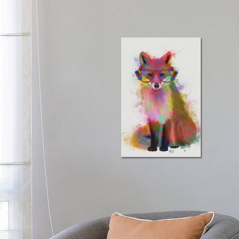 iCanvas "Rainbow Splash Fox II" by Fab Funky Canvas Print - 26x18x1.5