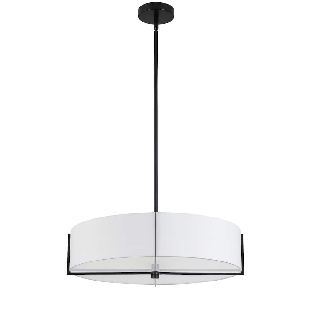 4 Light Pendant Light - Matte Black Finish with White Shade - Modern Ceiling Light Fixture - 20.75