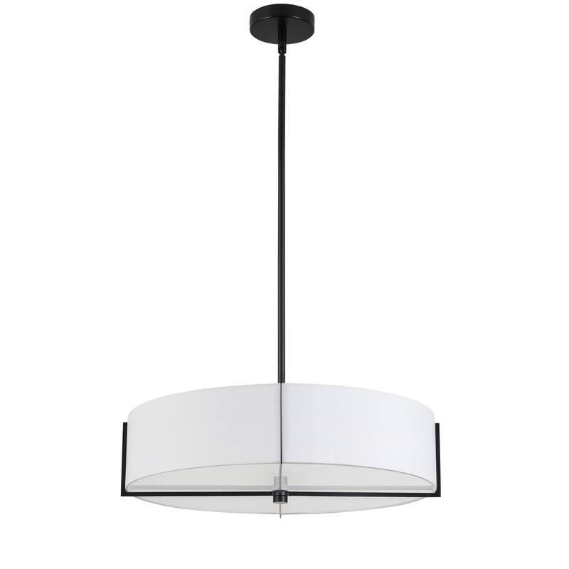 4 Light Pendant Light - Matte Black Finish with White Shade - Modern Ceiling Light Fixture - 20.75