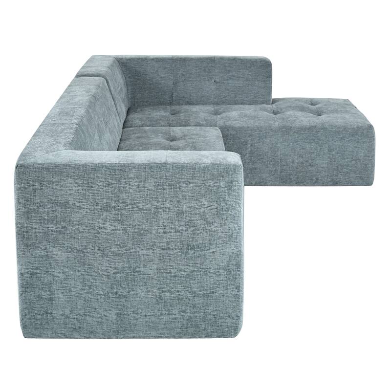 112"x74" Modular Sofa Set, Blue Gray, 2pcs Free Combo, L-Shaped