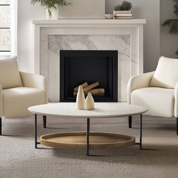 Madison Park Beauchamp White/ Natural Coffee Table