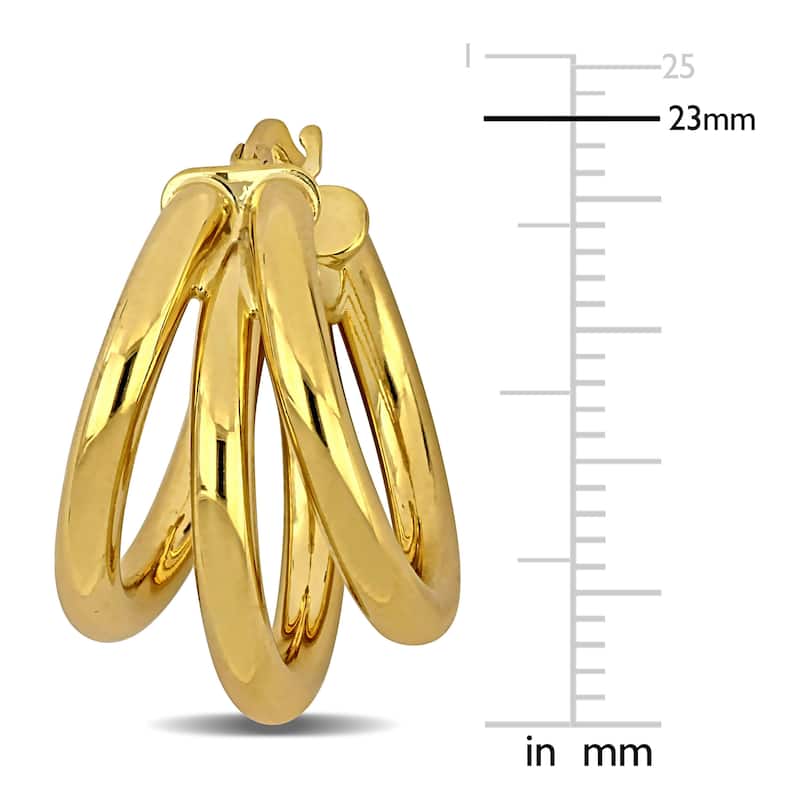 Miadora 20mm Triple Row Hoop Earrings in 10k Yellow Gold