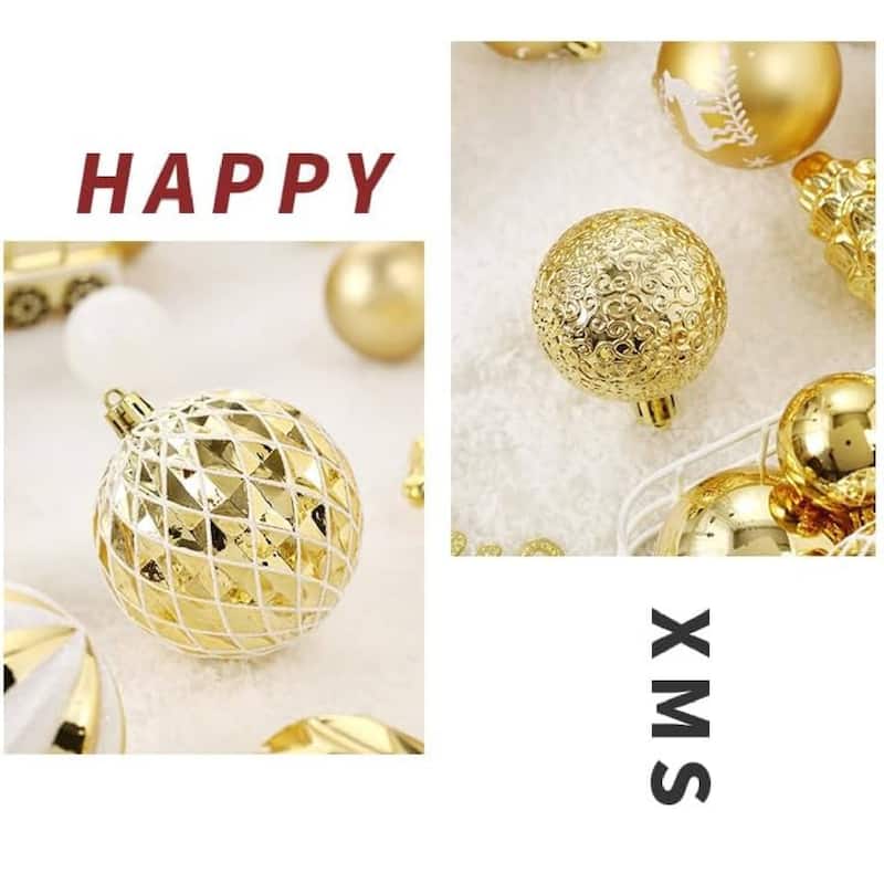 65 Pcs Christmas Decoration Ball Ornaments Set for Holiday Party Wedding - N/A