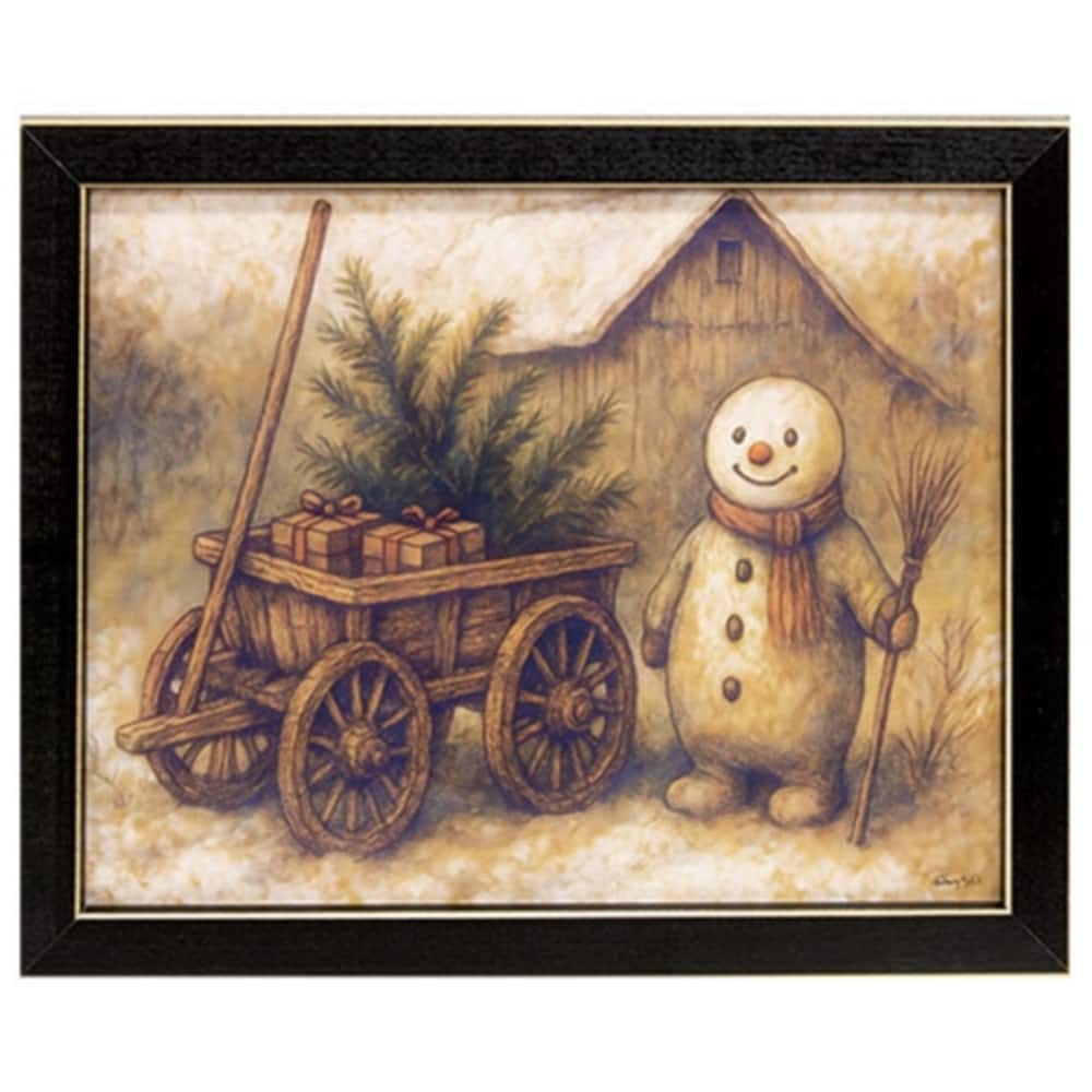 Woodland Snowman Framed Print Country Christmas Wall Art - 11" x 0.50" x 9"