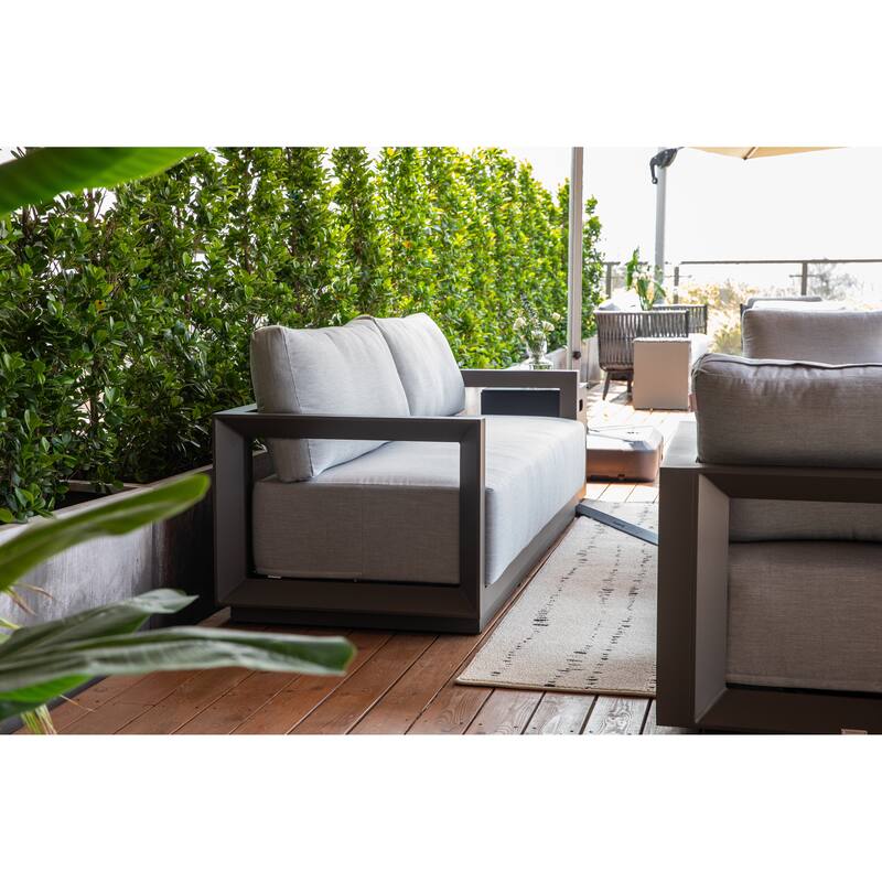 Elementi Newport Outdoor Aluminum 3-Seat Sofa with Sunbrella® Cushions