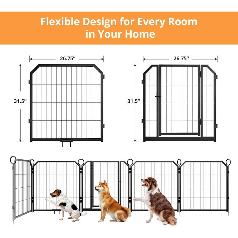 Portable Dog Playpen, Multi-Panels with Gate for Different Size Dogs
