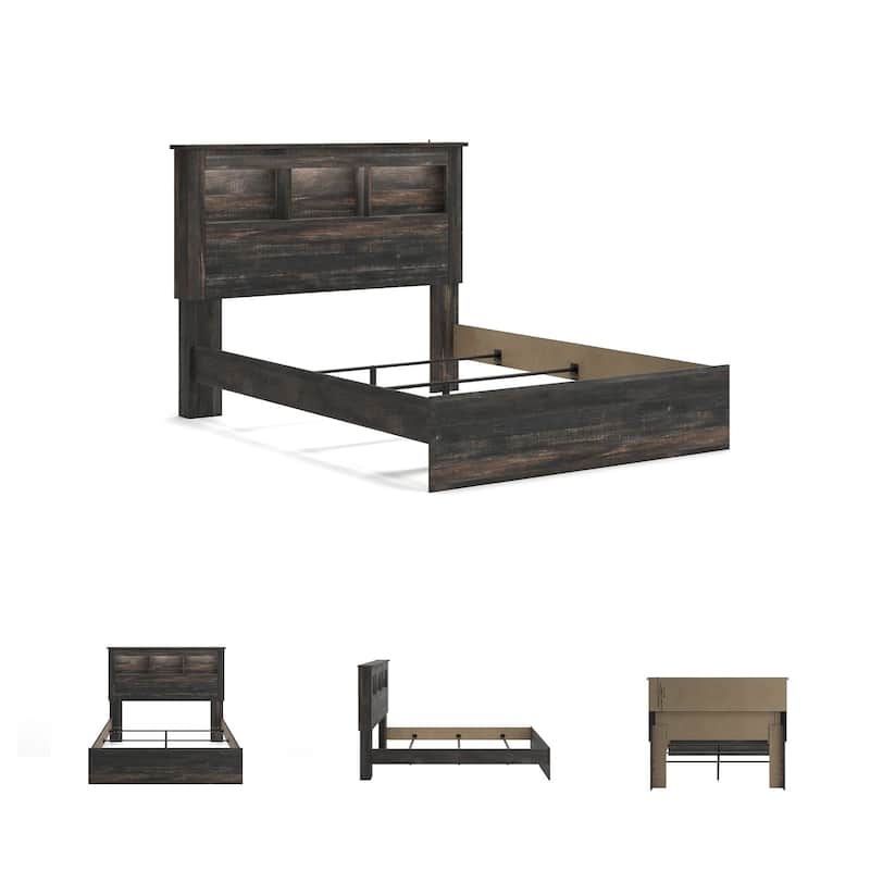 Drystan Rustic Brown Bookcase Bed