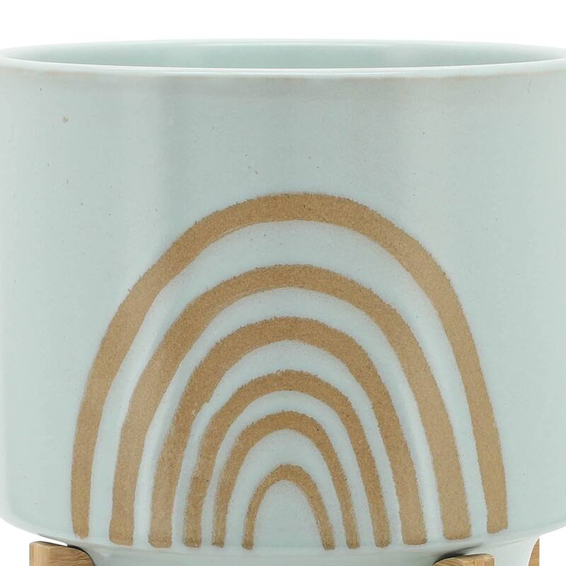 Sagebrook Home Ceramic Rainbow Arch Planter Pot with Stand
