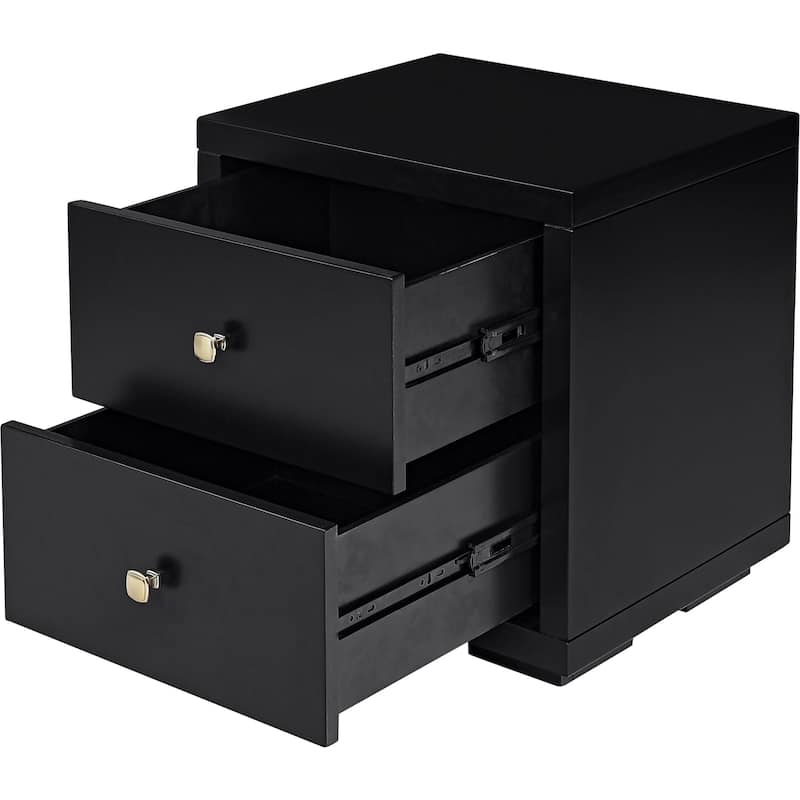 19-Inch Modern Solid Wood Nightstand with 2 Soft Close Drawers for Bedroom or End Table Use